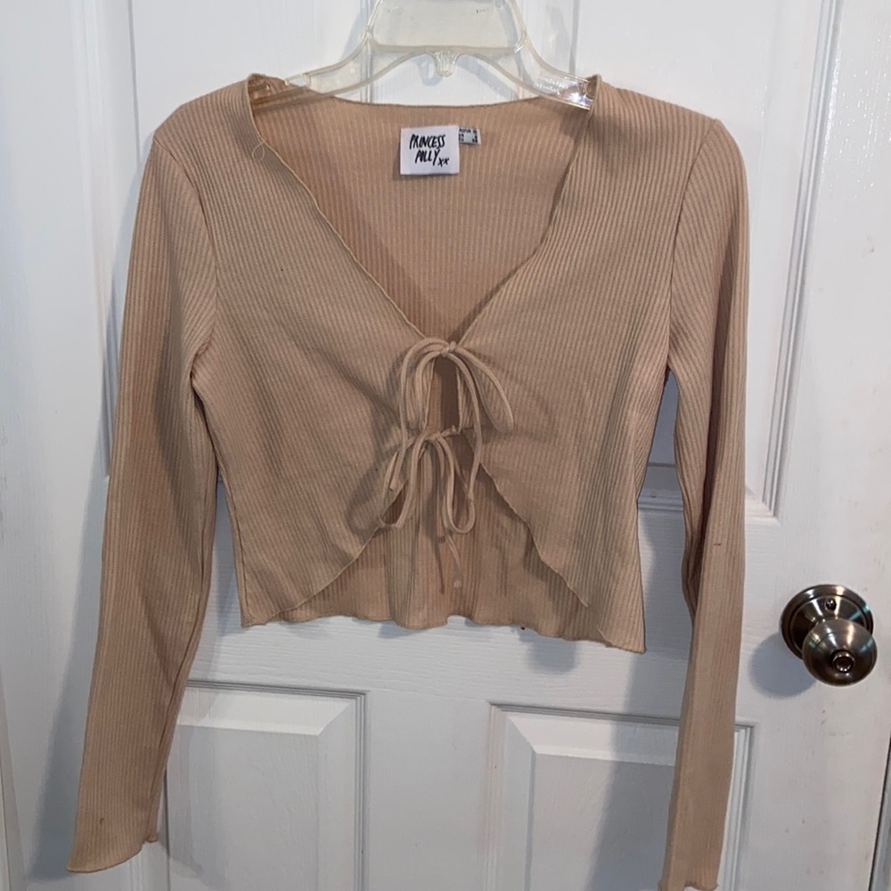 Long sleeve tie crop